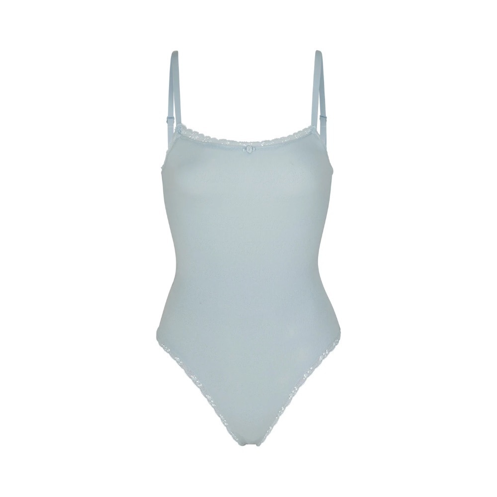 SKIMS Pointelle Logo Baby Blue Bodysuit 4X